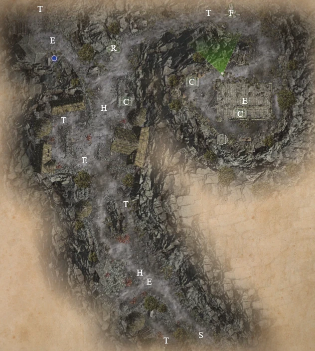 Map of Among the Ruins from King Arthur Knight's Tale game.