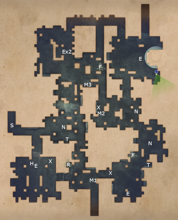 Map of Cave of Shadows mission from King Arthur Knight's Tale game.