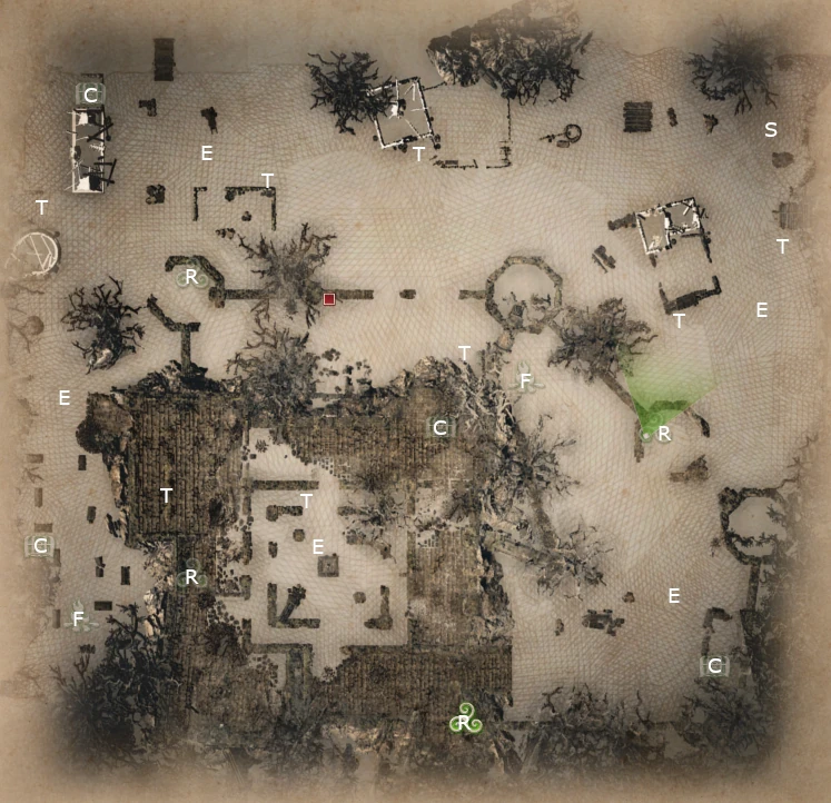 Map of The Horn of the Dauntless mission from King Arthur Knight's Tale game.