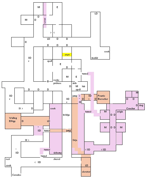 Map of the dungeon portion of the prologue to Tainted Grail: Fall of Avalon, created by Mike Olgren.