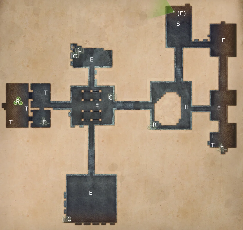 Annotated map of The Rite of the Ones Beneath from King Arthur Knight's Tale game.